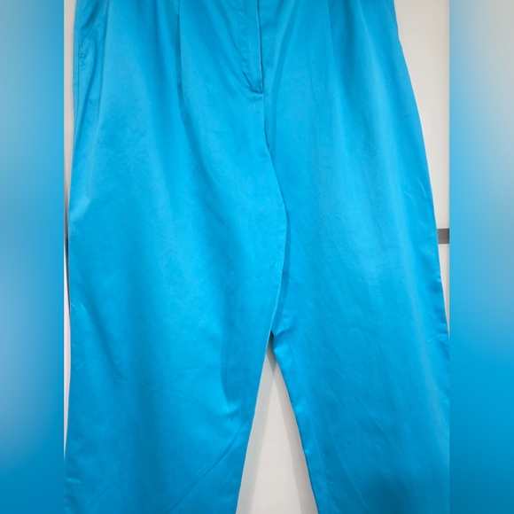 Escada Turquoise 100% Cotton Tailored Pants - Picture 4 of 16